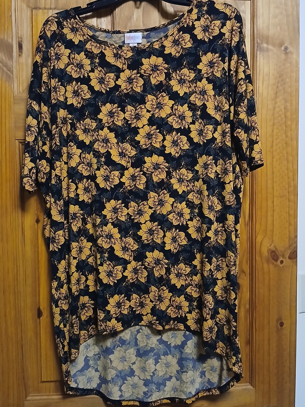 LuLaRoe Black and Mustard Floral Tunic